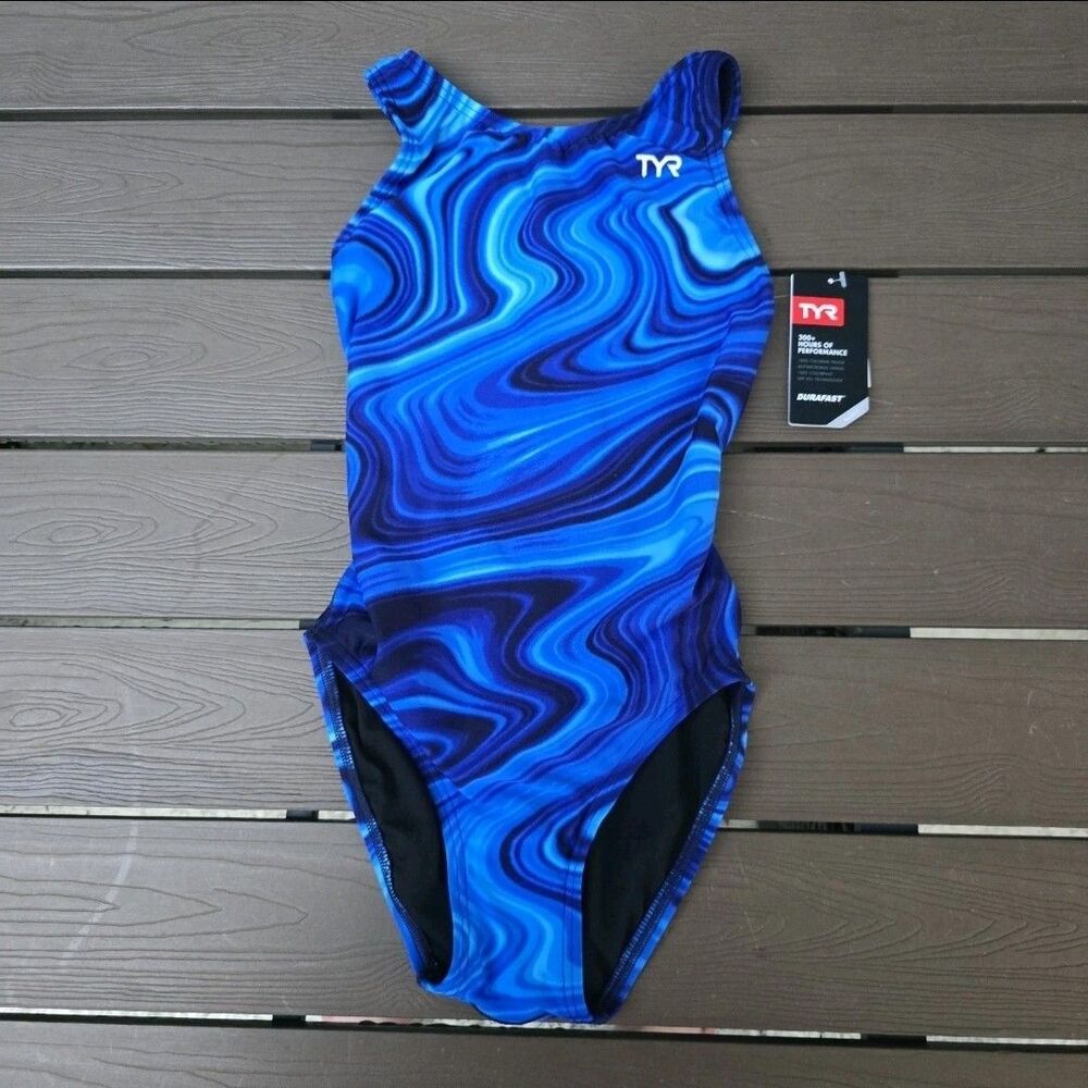 TYR Women's Durafast Elite Vitality Blue Maxfit One Piece Women Swim Sz 32 New